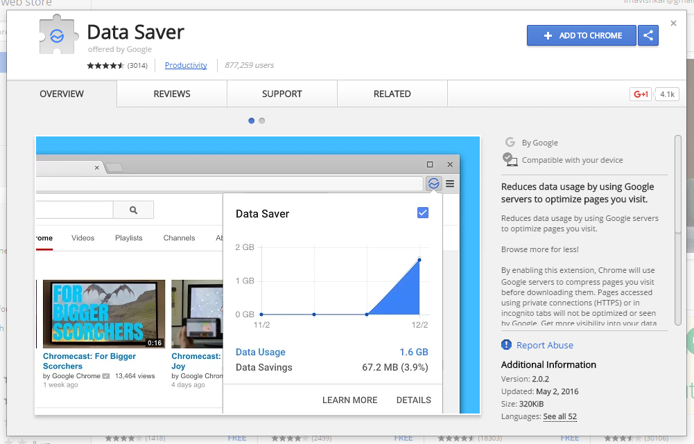 Data Saver Google Chrome Extension to make Google Chrome faster