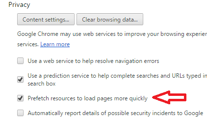 Enable Prefetch Resources to make Google Chrome faster