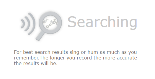 Midomi will start searching your song to find Song Recognition Online