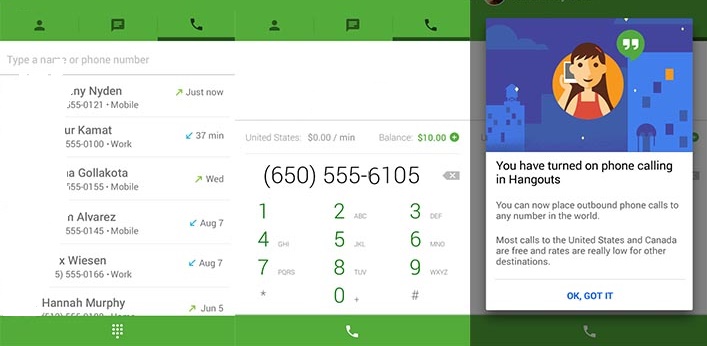 Google Hangouts Best Android App to make Free Calls - National or International Free Voice Calling