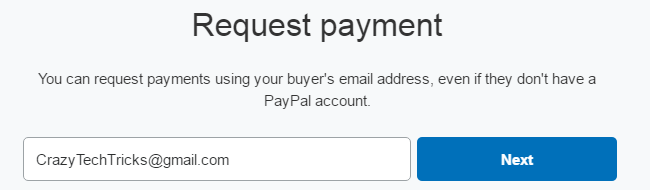 click on Request payments to transfer money from bank credit card to PayPal account
