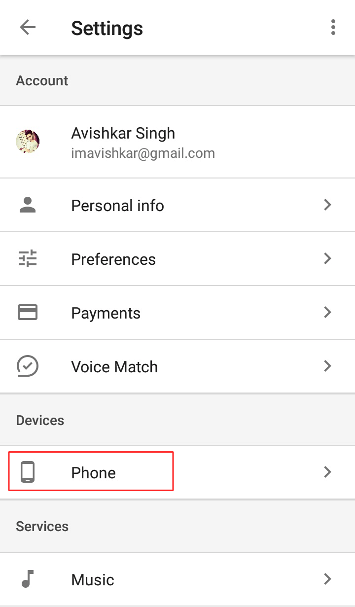 Settings page, under Devices, click Phone. - How to Turn on Google Assistant on Android Phone