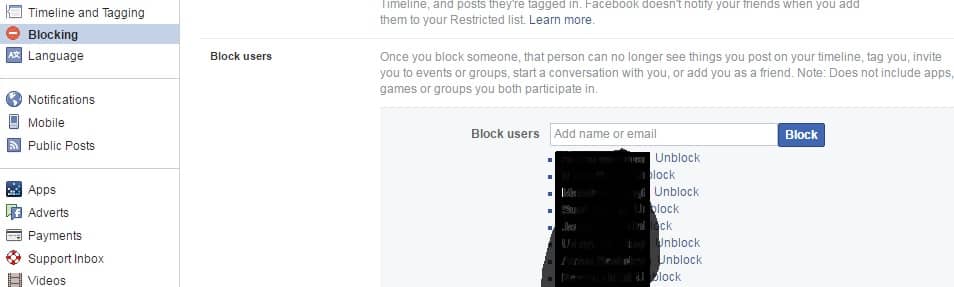 unblock someone on Facebook
