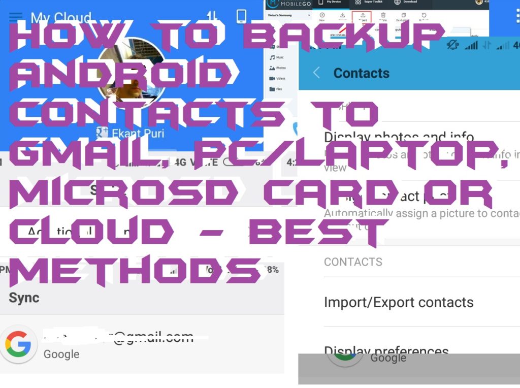 How to Backup Android Contacts to Gmail, PC-Laptop, MicroSD Card or Cloud - Best Methods