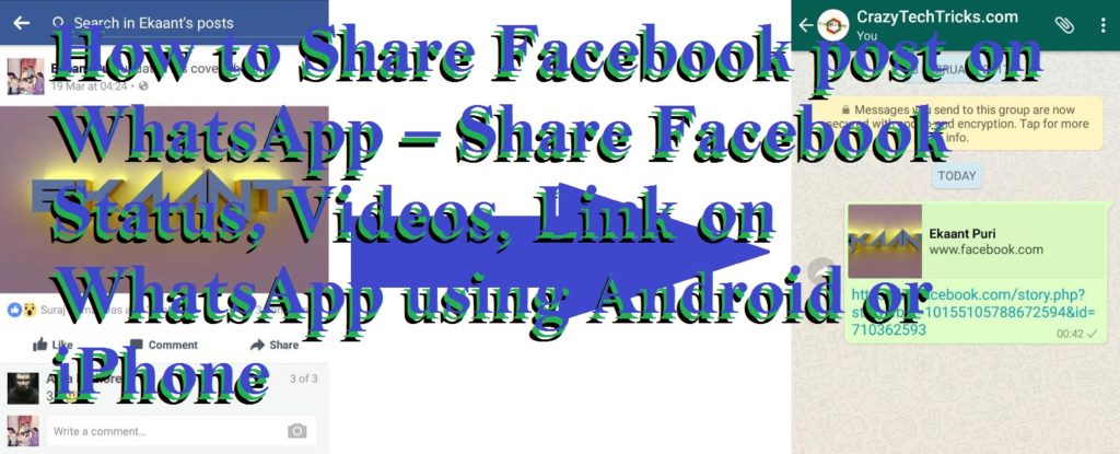 How to Share Facebook post on WhatsApp – Share Facebook Status, Videos, Link on WhatsApp using Android or iPhone
