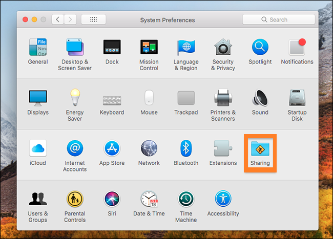 go to System Preferences and then “Sharing” on the chosen computer - How to Speed up Internet on Mac - Increase Internet Speed Mac