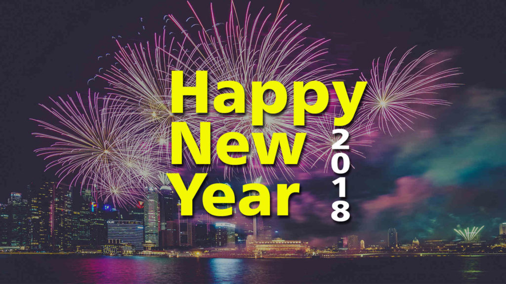 Happy New Year 2018 Awesome Yellow Lights