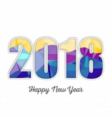 happy new year 2018 with crystal colorful letters