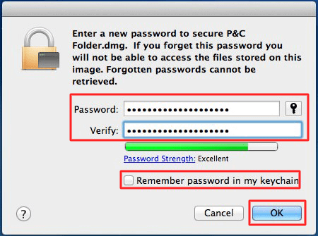 checkbox of Remember password in my keychain - How to Password Protect Folder on Mac