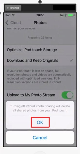 ask for the confirmation - Using iCloud Sharing Setting- How to Delete Photos From iCloud – Best Method to Remove Photos