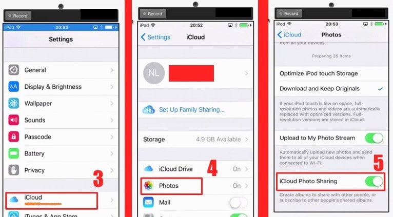 switch off the iCloud Photo Sharing toggle - Using iCloud Sharing Setting- How to Delete Photos From iCloud – Best Method to Remove Photos
