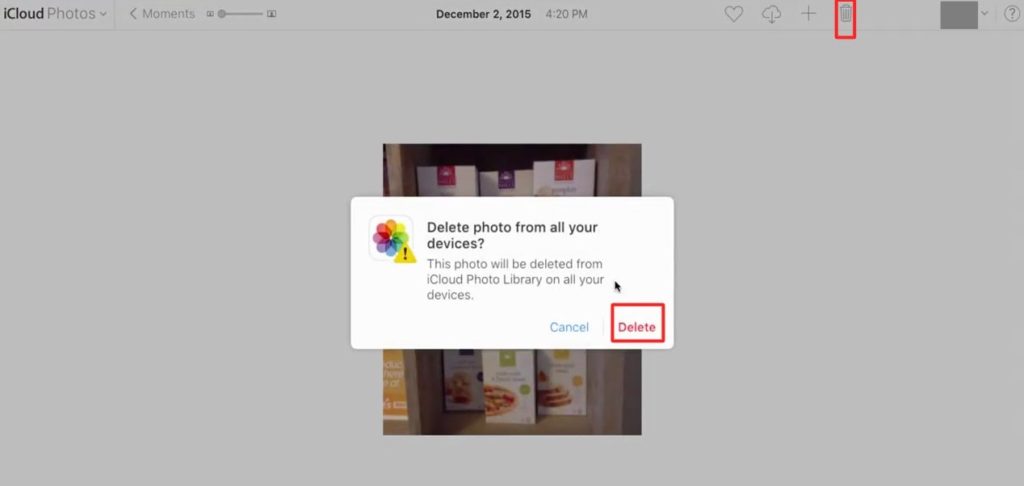 tap the Trash icon to delete it - How to Delete Photos From iCloud – Best Method to Remove Photos-min