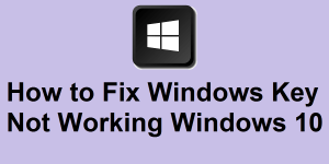 How to Fix Windows Key Not Working Windows 10