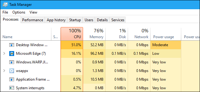 Complete Features of Windows 10 Redstone 5 – Top 10 Best Features - Power Usage in Task Manager App