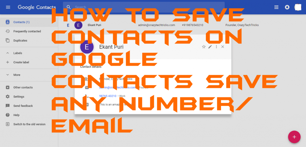 How to Save Contacts on Google Contacts – Save any Number-Email