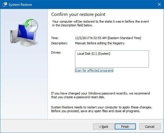 How to do a System Restore on Windows 10 – By System Properties App