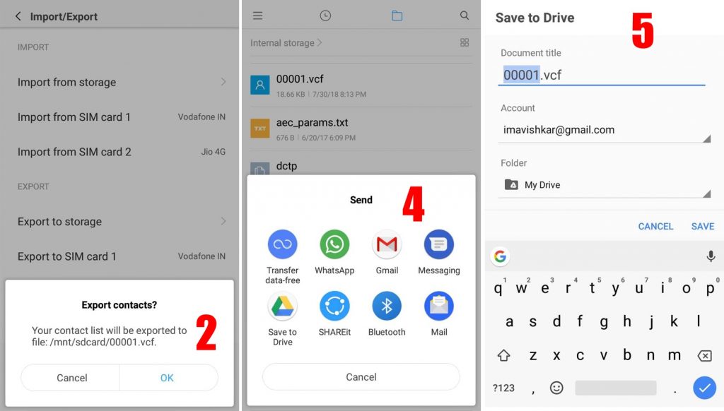 Backup Contacts to Google Drive on Android or iPhone
