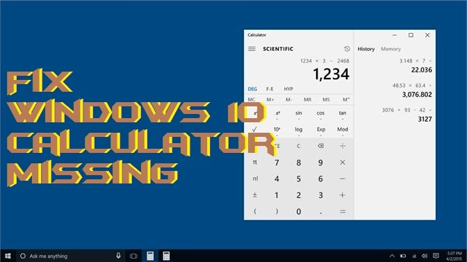 calculator not working windows 10