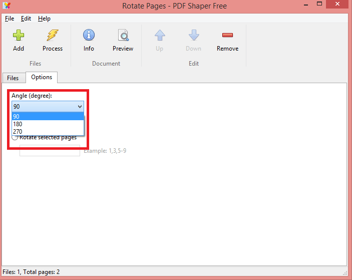 Select the Angle you want to rotate - How to Rotate a PDF using Software PDF Shaper - Rotate or Merge PDF