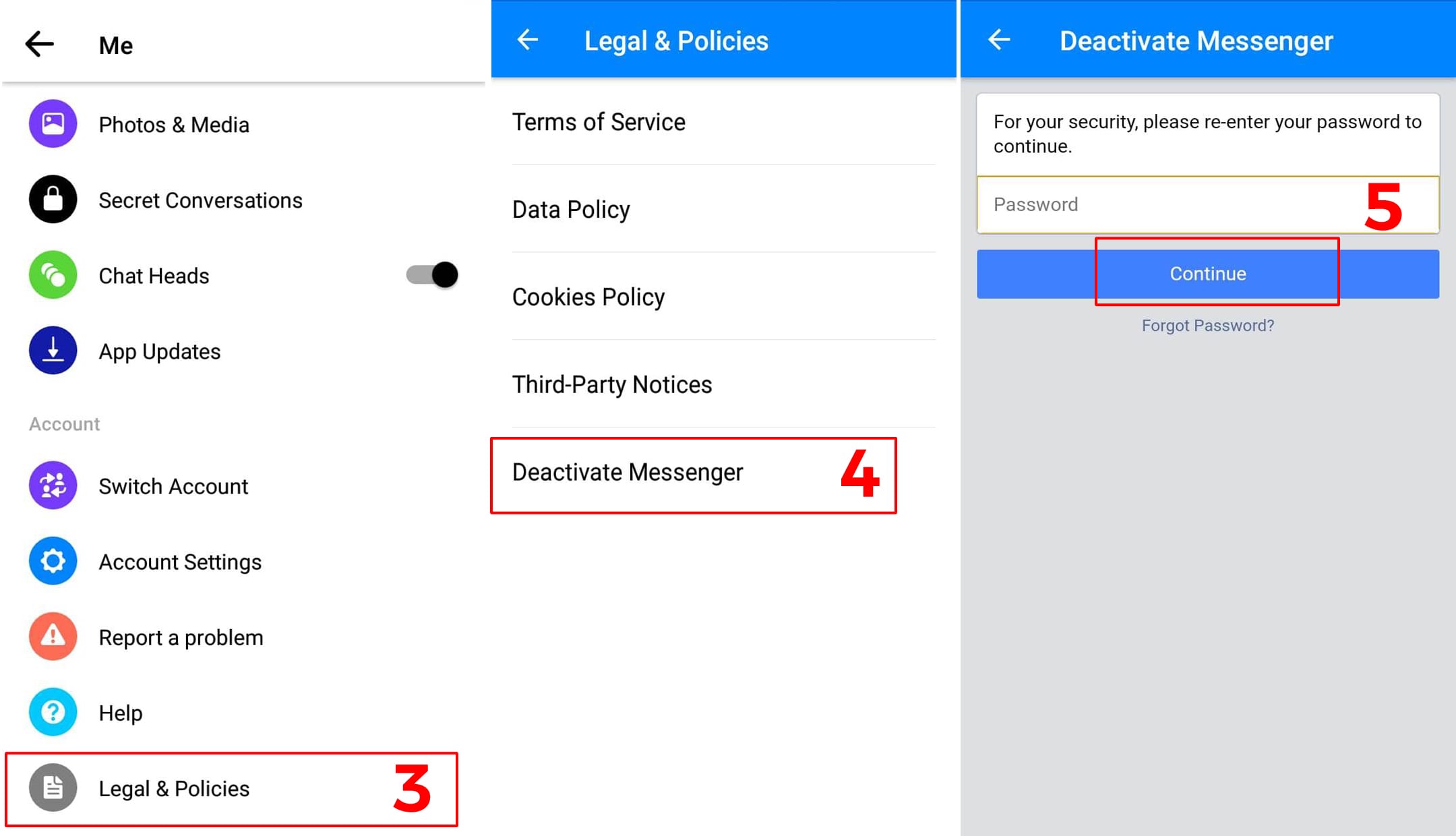 how to deactivate facebook messenger