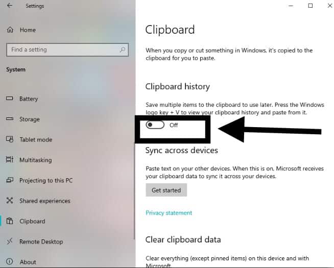 How to disable Clipboard history