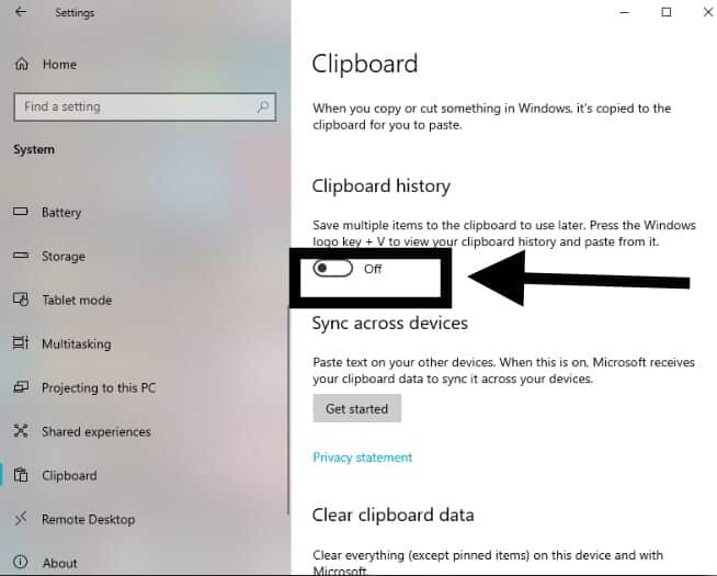 delete clipboard history