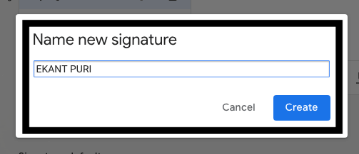 give Name to your signature