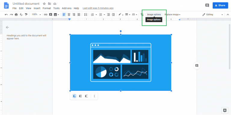 how to make an image bigger in google docs