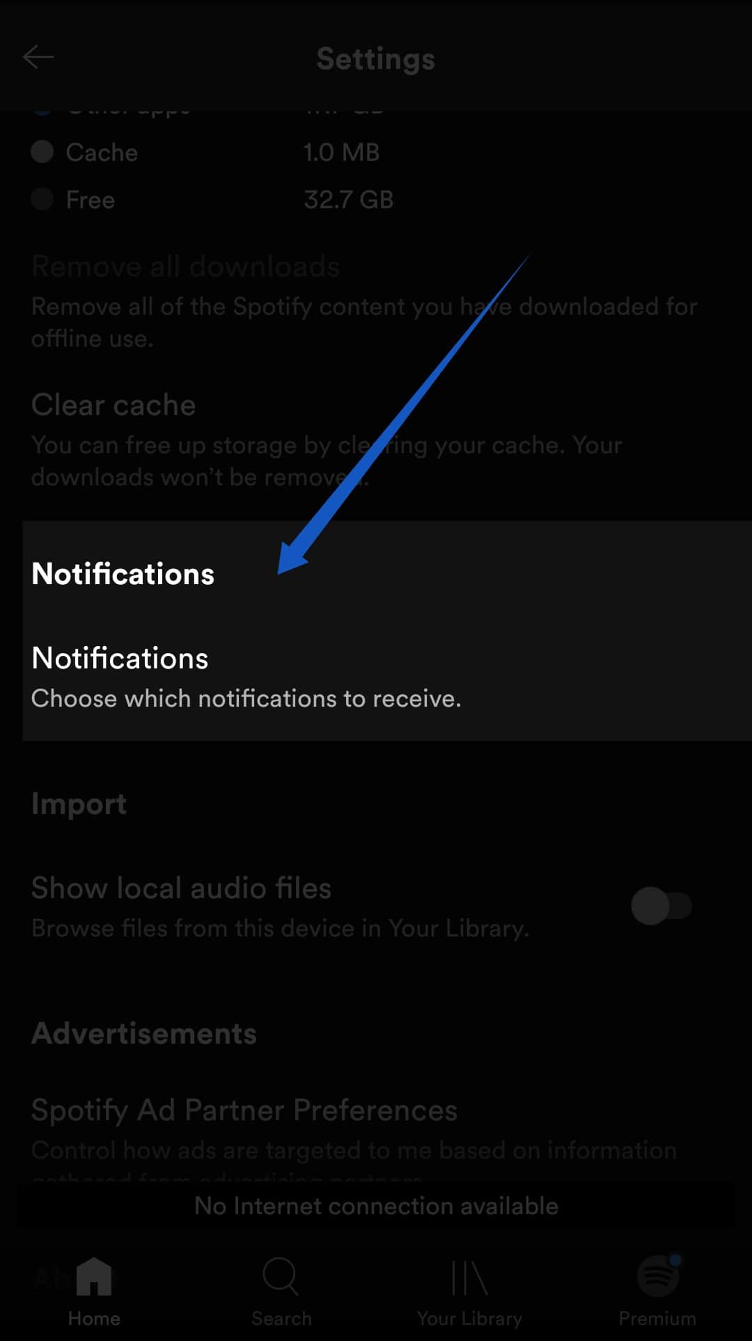 Select the ‘Push and Email Notifications’ option - Spotify Notify Users through Email